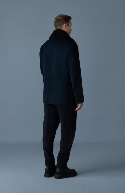 COLE wool double-breasted jacket with shearling collar