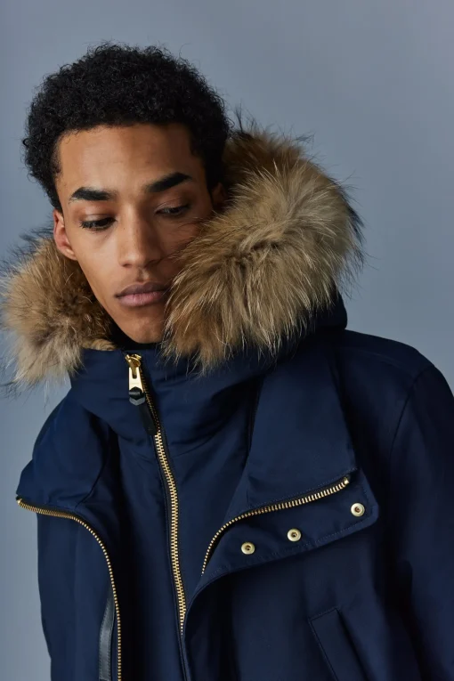 EDWARD 2-in-1 down parka with hooded bib and natural fur for men