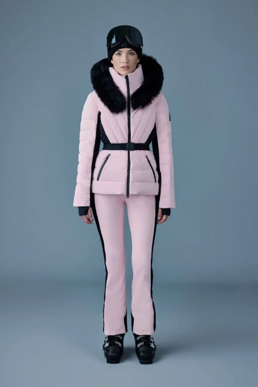 ELITA Down ski jacket with removable blue fox fur trim