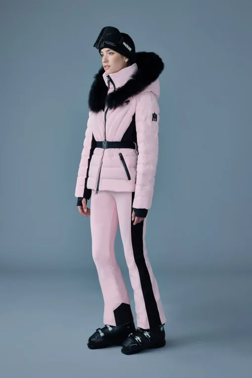 ELITA Down ski jacket with removable blue fox fur trim