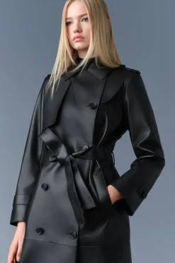 GAEL-V Maxi Leather Trench Coat