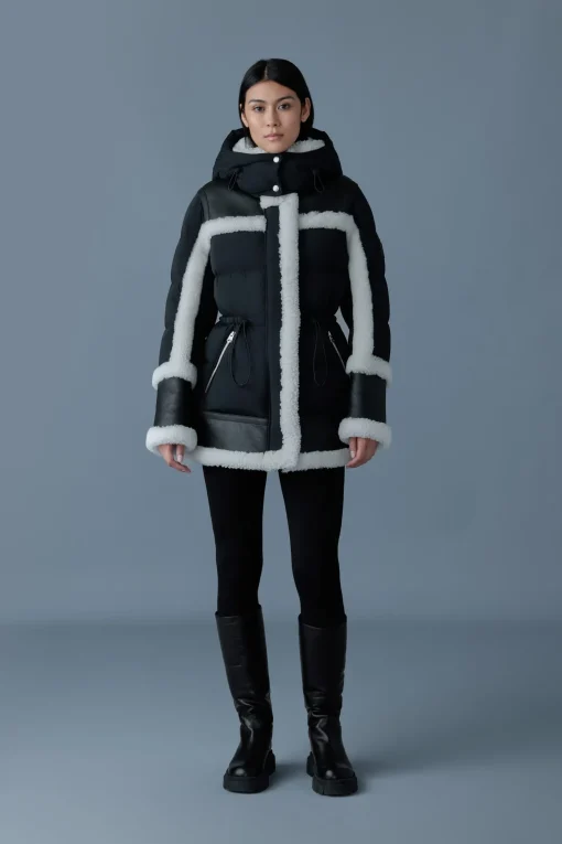 LILIBETH Mixed-media shearling down parka